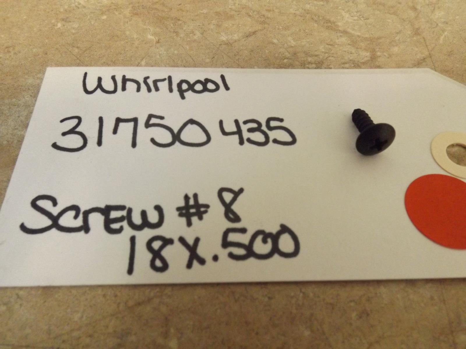 Whirlpool Stove 31750435 Screw 18 x.500 (New) Whirlpool Stove 31750435 Screw 18 x.500 (New)